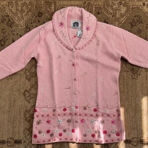 Storybook Knits Pink Embroidered Cardigan